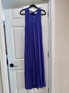 Royal Blue Maxi Dress Halter Style with Back Tie Sz L